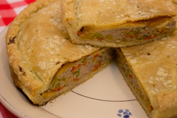 Meat calzone, peppers and Dorello cheese